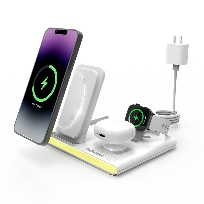 Jabees PowerGlow 4-in-1 foldable wireless charger with LED light