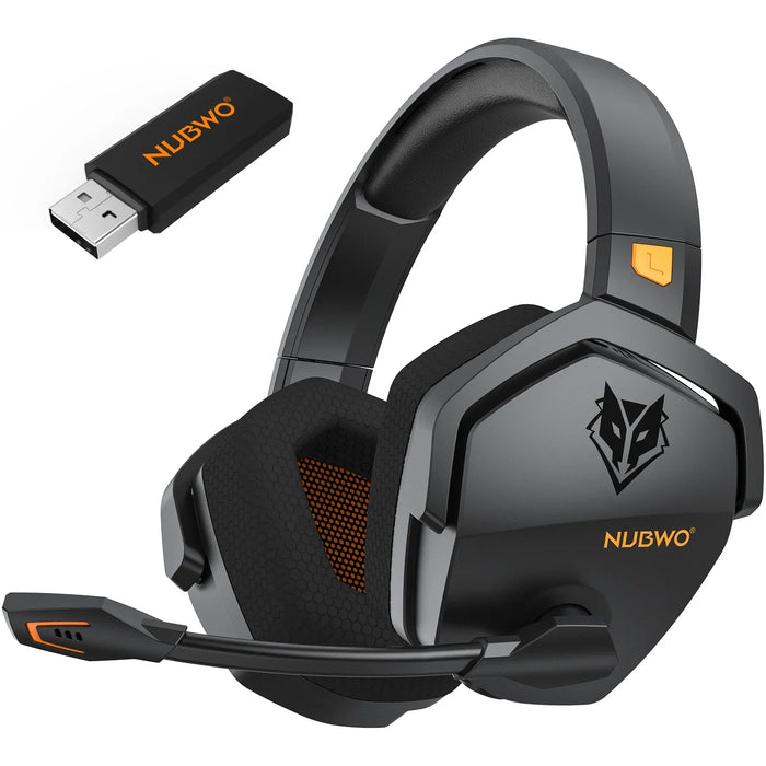 Orange wireless gaming headphones with two connection modes