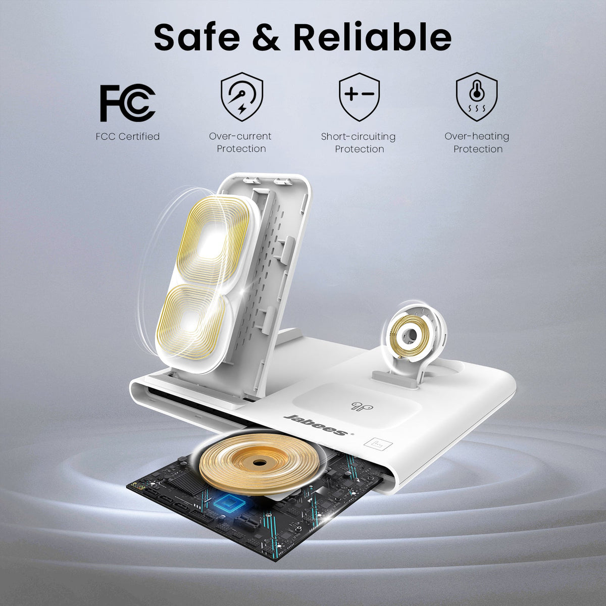 Jabees PowerGlow 4-in-1 foldable wireless charger with LED light