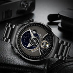 Montre connectée de sport à grand écran pour homme, noire