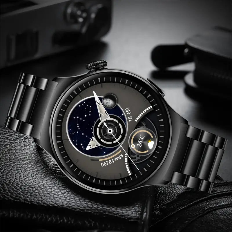 Montre connectée de sport à grand écran pour homme, noire