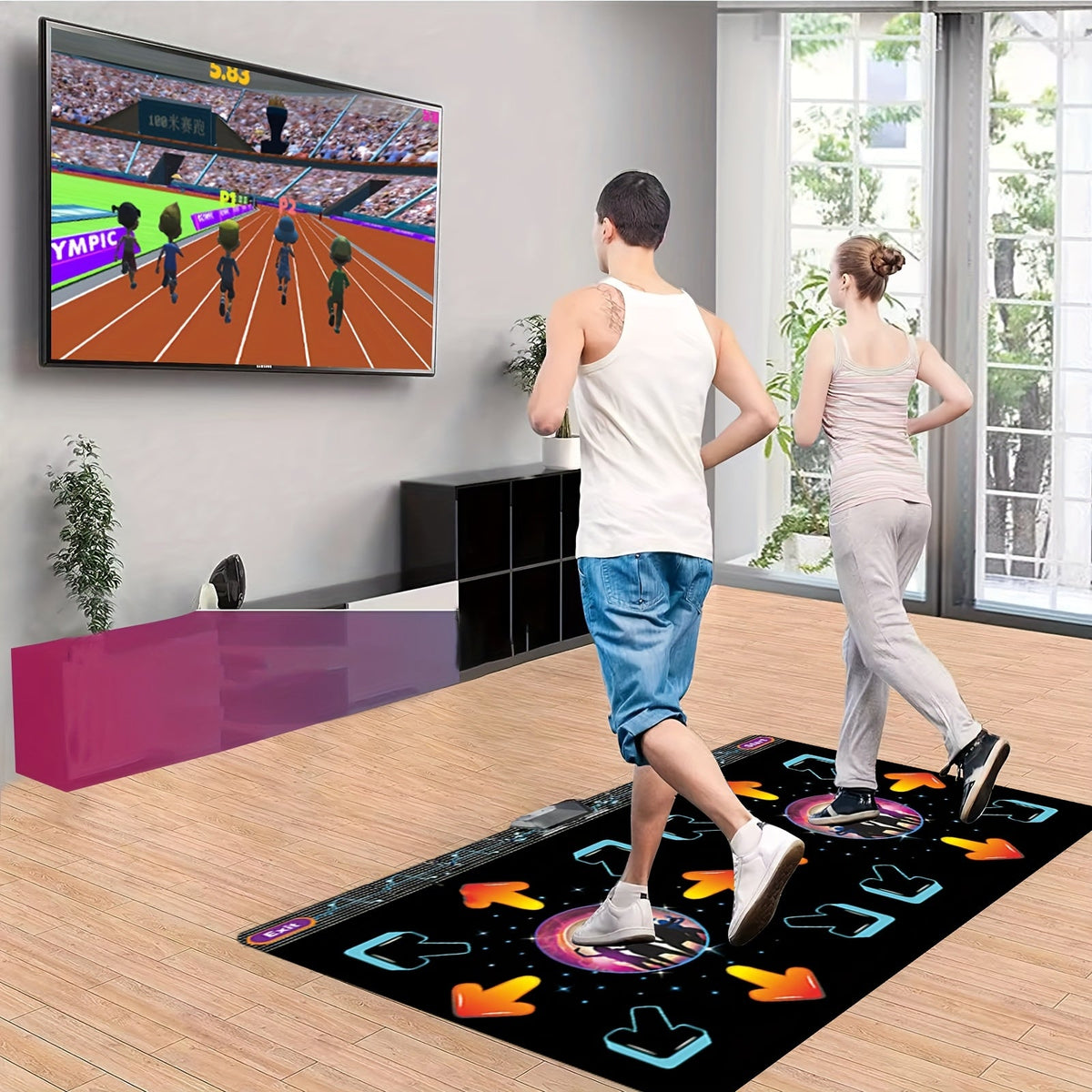 Tapis de danse pour deux joueurs avec capteur de mouvement