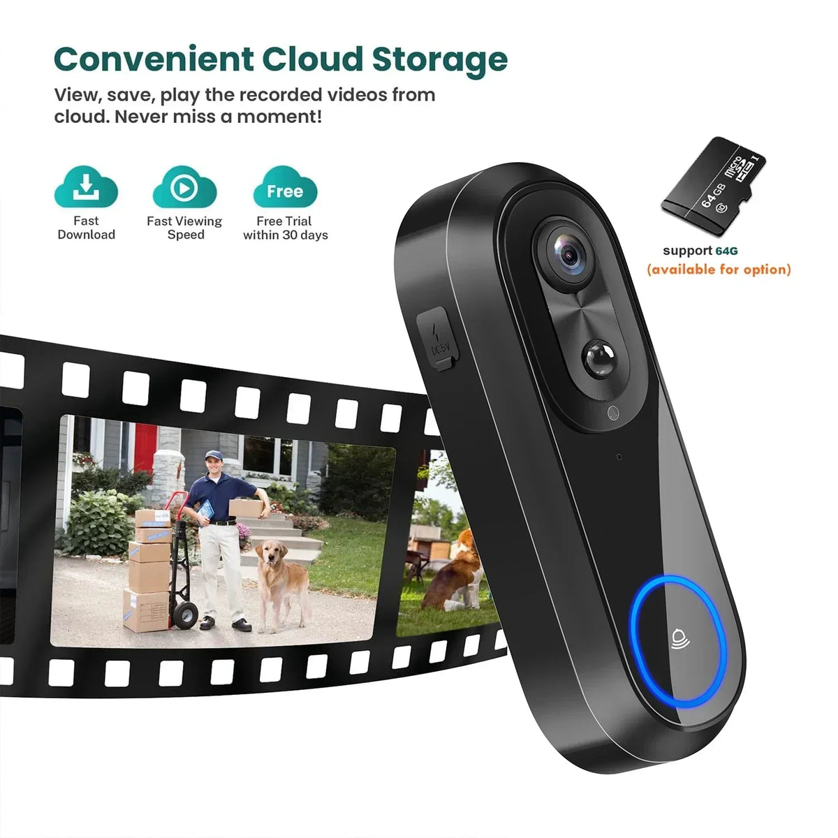 Wifi Video Doorbell Smart Camera (1080P)-4