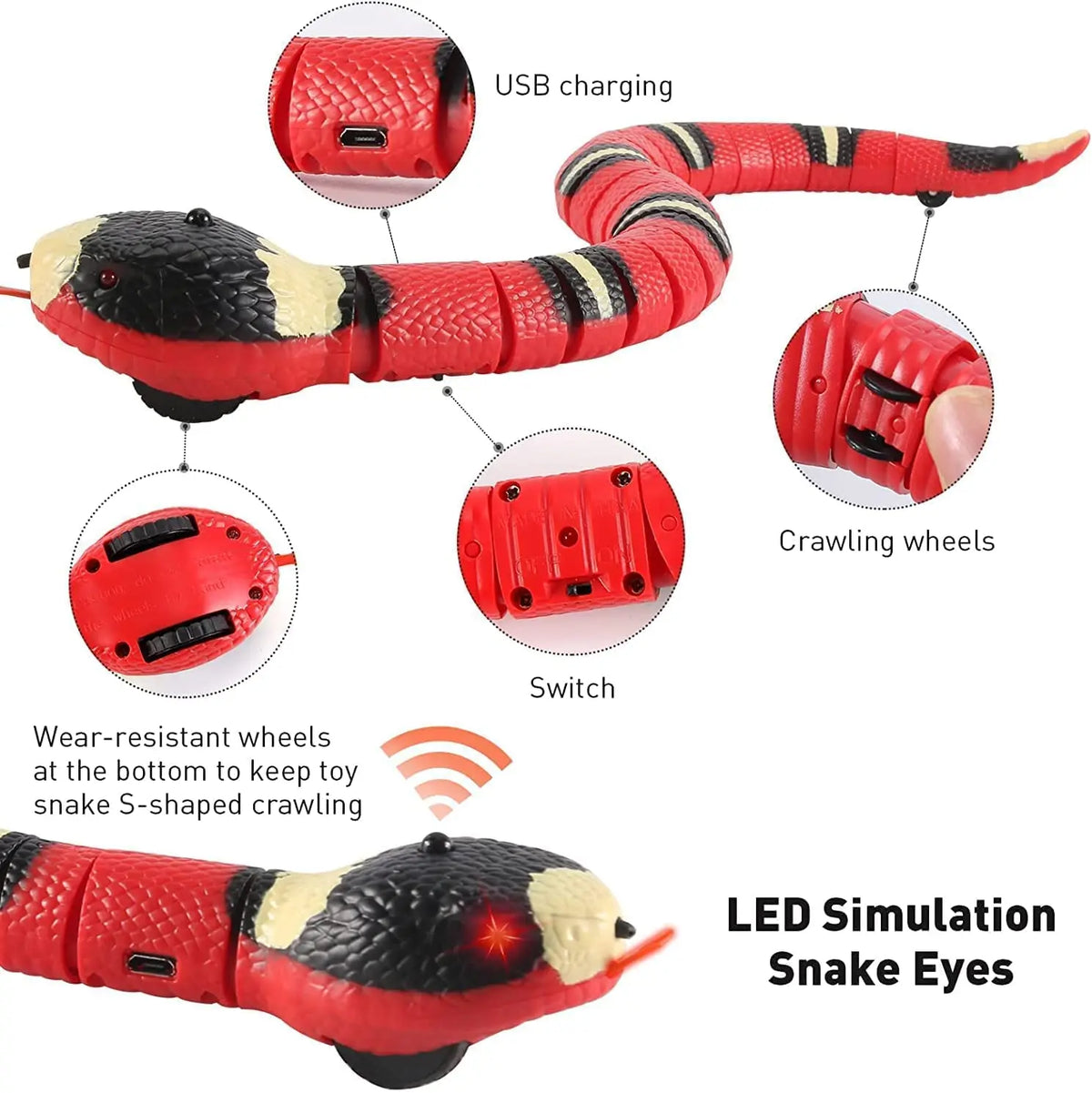 Smart interactive rechargeable snake toy