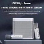 Enceinte de karaoké portable avec deux microphones, blanche