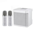 Enceinte de karaoké portable avec deux microphones, blanche
