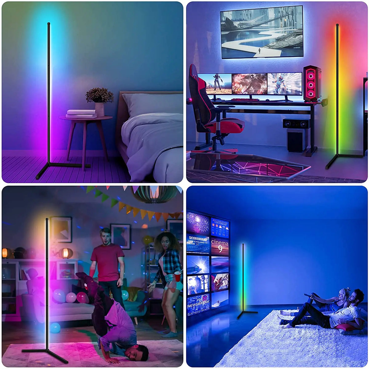 Lampadaire d'angle intelligent RGB