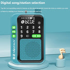 Mini-radio FM portable rechargeable, bleue