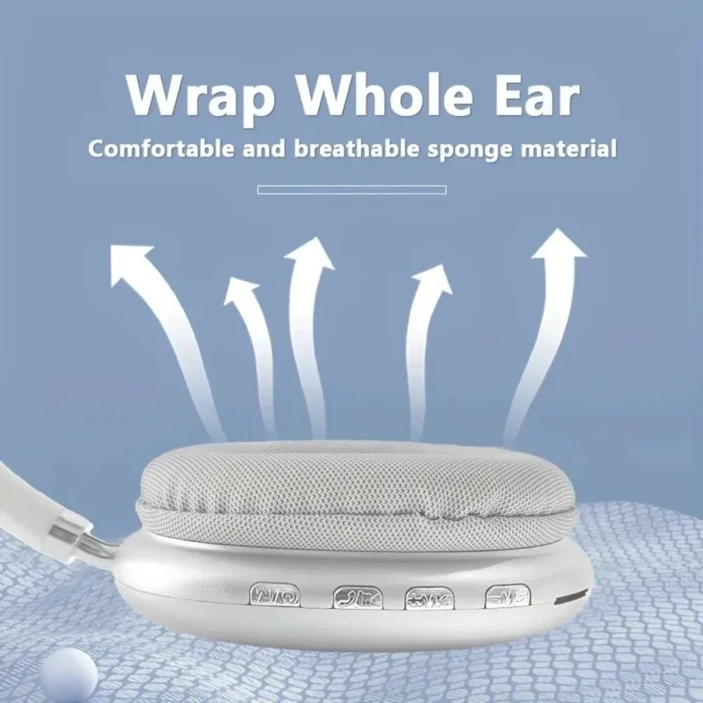 Casque Bluetooth sans fil à arceau, blanc
