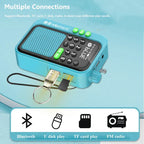 Mini-radio FM portable rechargeable, bleue