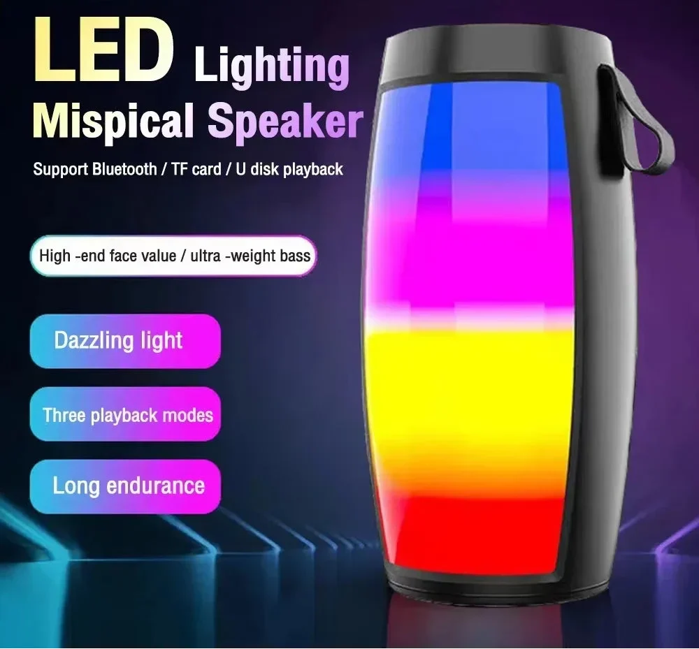 Enceinte à éclairage LED et basses puissantes, noire