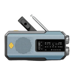 Blue solar emergency radio with LED torch
