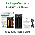 Mini chargeur USB intelligent Vapcell U2 de 2 A