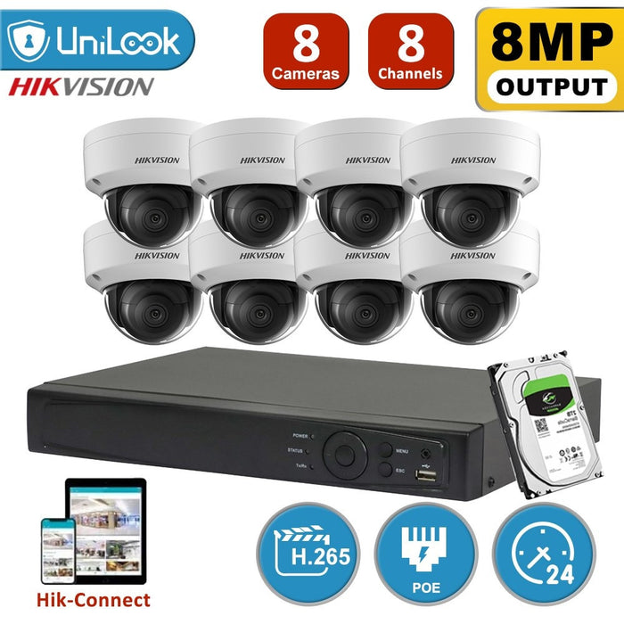 Kit de vidéosurveillance IP Hikvision 4K de 8 MP avec PoE, DS-2CD2185FWD-IS