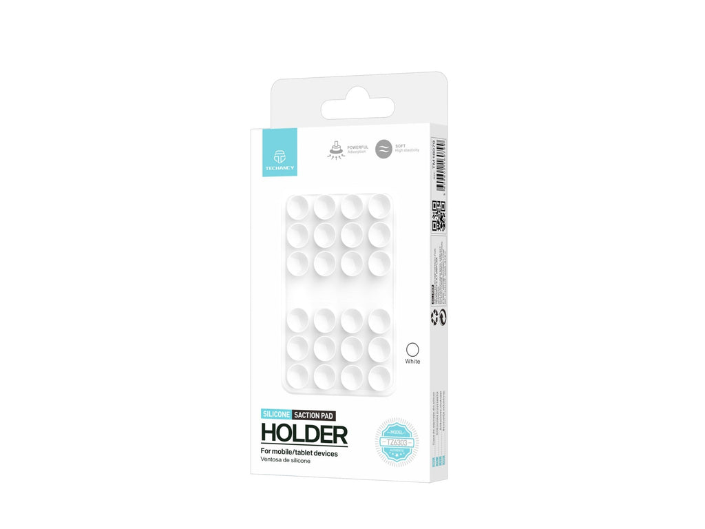 Support Techancy TZ6303 en silicone à ventouses pour téléphone et tablette, blanc