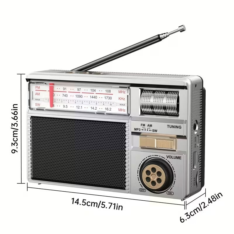 Multifunctional FM/AM/Bluetooth/solar portable radio